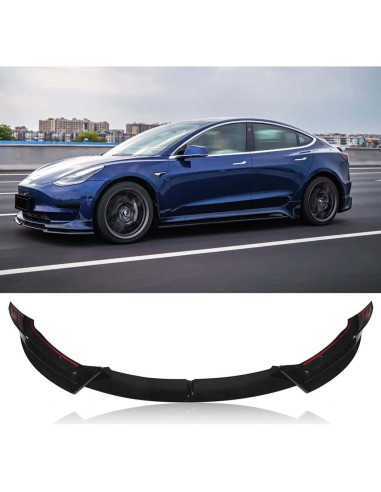 Divisor de Labio Frontal para Tesla Model 3 2017-2023 Negro Brillante