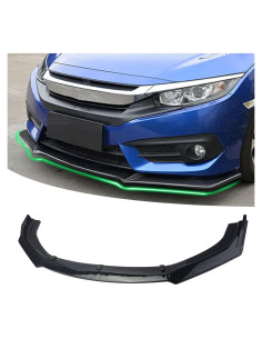 Spoiler Labio Frontal Negro Brillante 3PCS Honda Civic 2016-2020