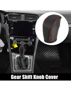 Cubierta de Palanca de Cambios X AUTOHAUX Cuero Sintético Rojo 2