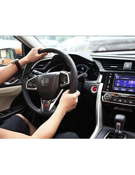 Cubierta de Volante de Fibra de Carbono AJLOTMO para Honda Civic 2016-2021