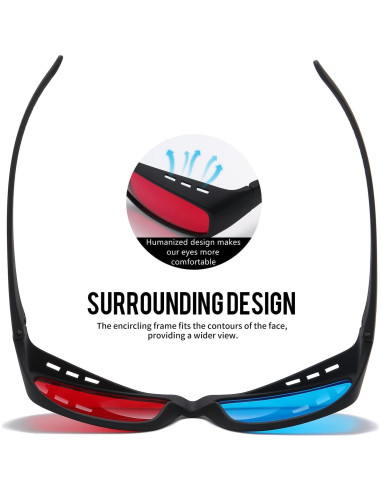 Gafas 3D Anaglifo AoHeng Marco Grande para Películas 3D