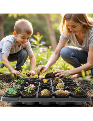 Macetas de Plástico 3 Pulgadas 100 Pcs + 5 Bandejas Drenaje