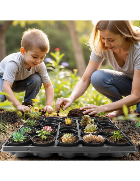 Macetas de Plástico 3 Pulgadas 100 Pcs + 5 Bandejas Drenaje