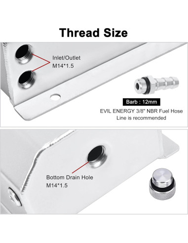Tanque de Desbordamiento de Refrigerante 2L Aluminio Plata EVIL ENERGY