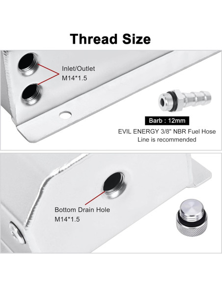 Tanque de Desbordamiento de Refrigerante 2L Aluminio Plata EVIL ENERGY