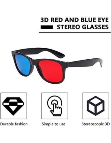 Gafas 3D Rojas y Azules Jowxsx para TV y Video 17x5cm