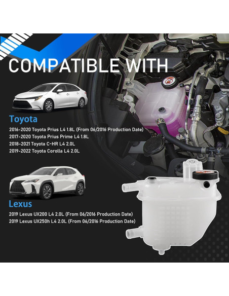 Tanque de Refrigerante YzusGomumu para Toyota y Lexus 2016-2022
