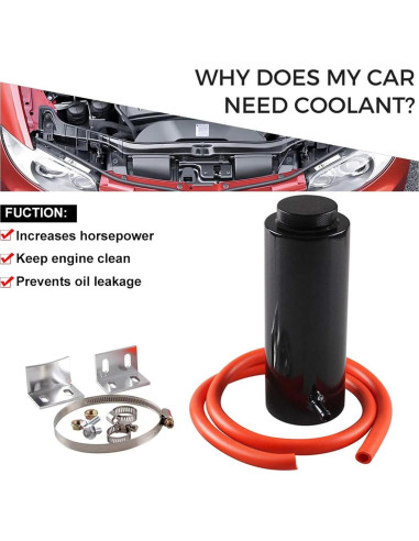 Tanque de Refrigerante Universal RYANSTAR 800ml Aluminio Negro