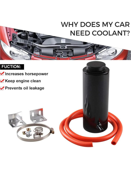 Tanque de Refrigerante Universal RYANSTAR 800ml Aluminio Negro