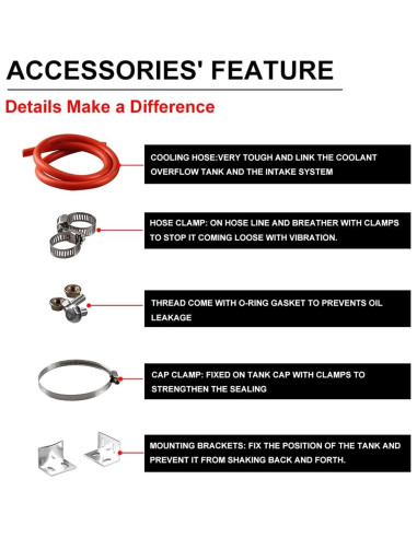 Tanque de Refrigerante Universal RYANSTAR 800ml Aluminio Negro