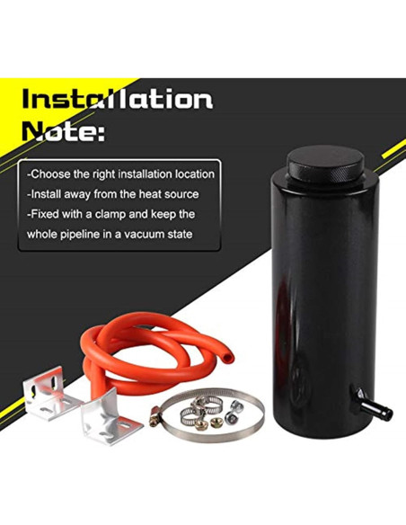 Tanque de Refrigerante Universal RYANSTAR 800ml Aluminio Negro