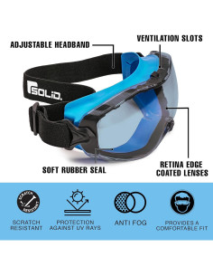 Gafas de Seguridad SolidWork Anti-Niebla Lente Transparente 2