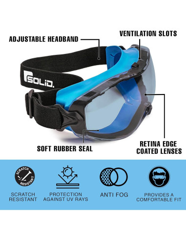 Gafas de Seguridad SolidWork Anti-Niebla Lente Transparente