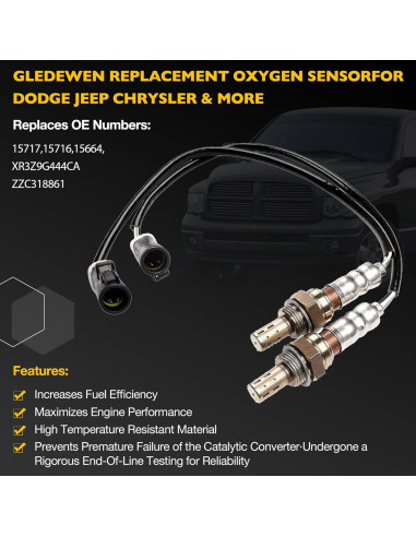 Sensor de Oxígeno Upstream Downstream Gledewen 2 Pcs Compatible