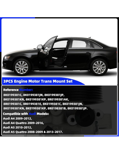 Juego de Soportes de Motor Trans 3PCS AUTOZOOM para Audi
