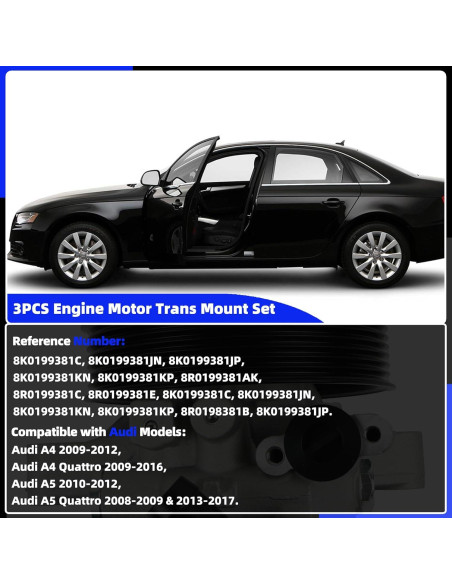 Juego de Soportes de Motor Trans 3PCS AUTOZOOM para Audi