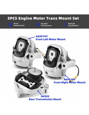 Juego de Soportes de Motor Trans 3PCS AUTOZOOM para Audi