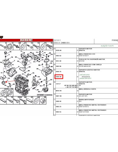 Montaje Motor Superior Derecho OUKENS 1844A9 para Peugeot/Citroen