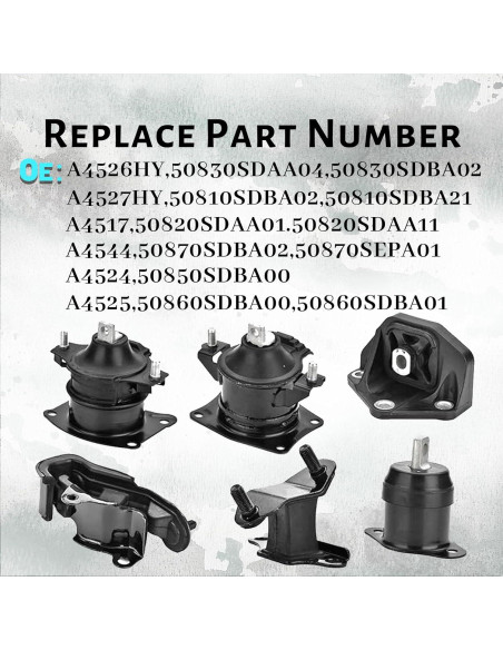 Kit de Montaje Motor y Transmisión Gdydi 6 Piezas Honda Accord 3.0L