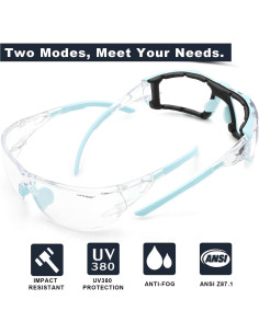 Gafas de Seguridad UKNOW - Antivaho y Espuma Removible 2