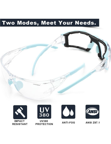 Gafas de Seguridad UKNOW - Antivaho y Espuma Removible
