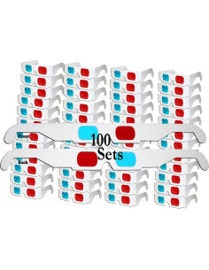 100 Pares Gafas 3D de Cartón eLUUGIE Anaglifo Rojo Cian 2