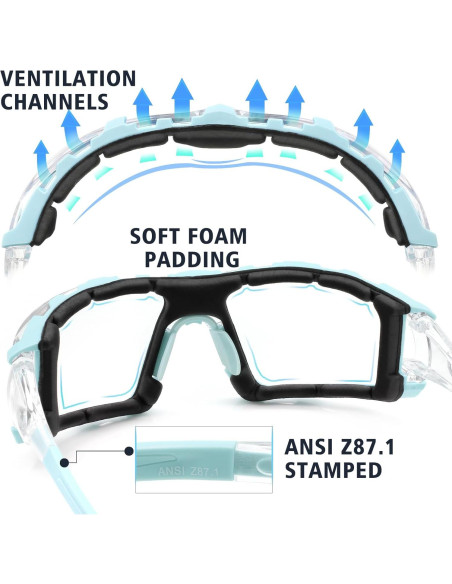 Gafas de Seguridad UKNOW - Antivaho y Espuma Removible