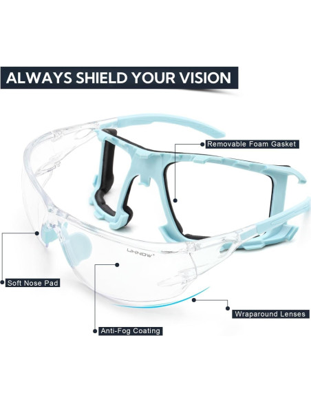 Gafas de Seguridad UKNOW - Antivaho y Espuma Removible