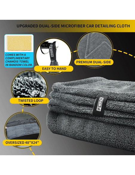 Paquete de 2 Toallas de Secado para Autos IFWIND 121.92x60.96cm