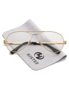 Gafas de Aviador HJSTES Lentes Transparentes Anti-Luz Azul