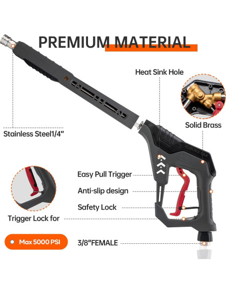 Pistola de Lavado a Presión AURORA CAR 5000 PSI 41"