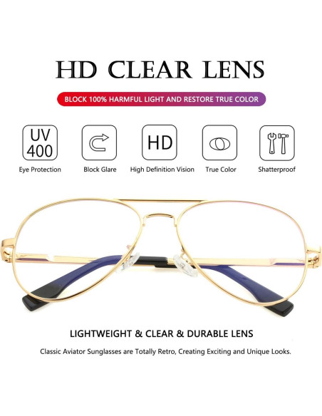 Gafas de sol AIEYEZO aviador polarizadas UV400 oro claro