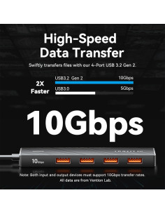 Hub USB 3.2 VENTION 4 Puertos 10Gbps Compacto 2