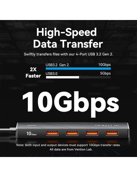 Hub USB 3.2 VENTION 4 Puertos 10Gbps Compacto