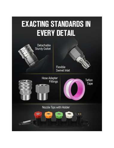 Pistola de Lavado a Presión Lidodola 5000 PSI con 5 Boquillas