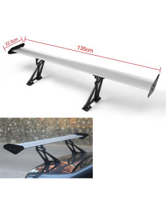 Alerón Trasero Universal Areyourshop 135CM Aluminio Plata 2