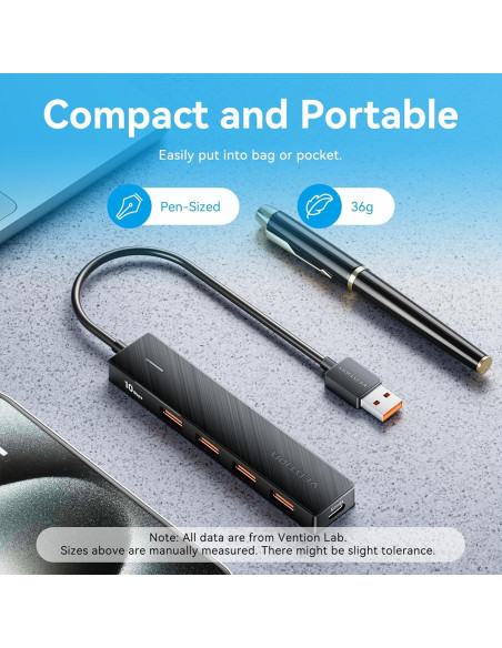 Hub USB 3.2 VENTION 4 Puertos 10Gbps Compacto