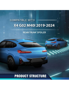 Ala de Spoiler Trasero PIT66 para BMW X4 G02 2019-2024 Negro 2