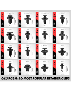 Kit de Sujetadores de Clips de Retención DNA MOTORING 620pcs 2