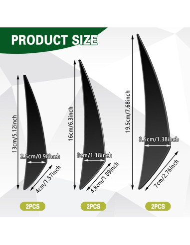 Kit de 6 Canards para Spoiler de Coche HABNVUON Negro