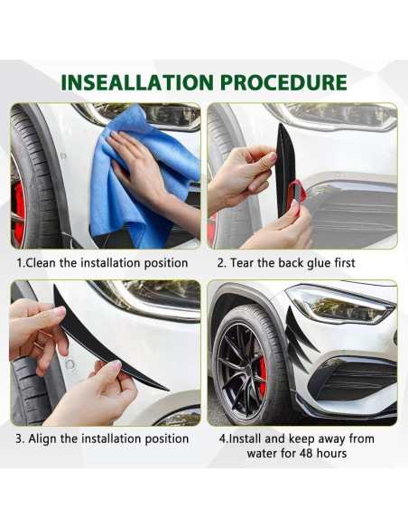 Kit de 6 Canards para Spoiler de Coche HABNVUON Negro