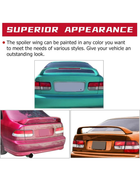 Alerón Trasero Negro Mate POWECHOX para Honda Civic SI 2P 96-00