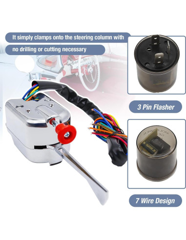 Interruptor de Señal de Giro Universal 12V Cromo Saihisday