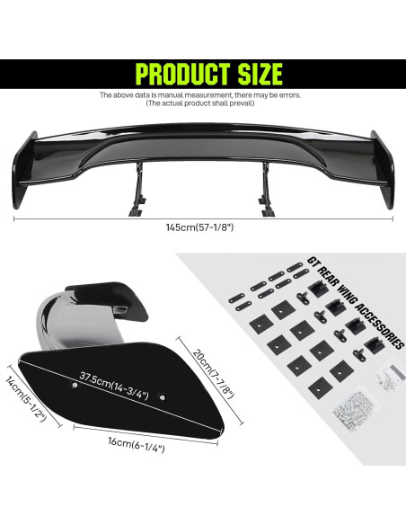 Spoiler Universal DREAMIZER 145 cm GT Negro para Autos