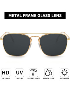 Gafas de Sol Cuadradas JIM HALO Lentes de Vidrio UV400 2