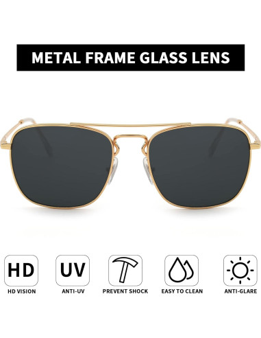 Gafas de Sol Cuadradas JIM HALO Lentes de Vidrio UV400