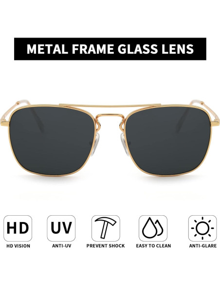 Gafas de Sol Cuadradas JIM HALO Lentes de Vidrio UV400