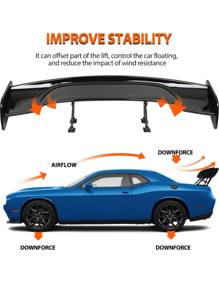 Alerón Trasero GT DEERMOTO 145 cm Negro Brillante Universal