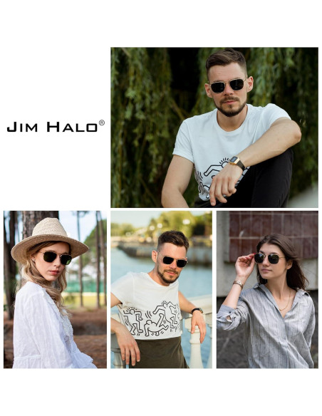 Gafas de Sol Cuadradas JIM HALO Lentes de Vidrio UV400