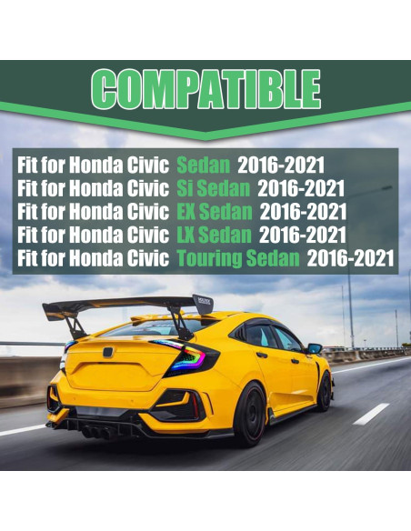 Luces Traseras LED RGB Letsdate para Honda Civic Sedan 2016-2021